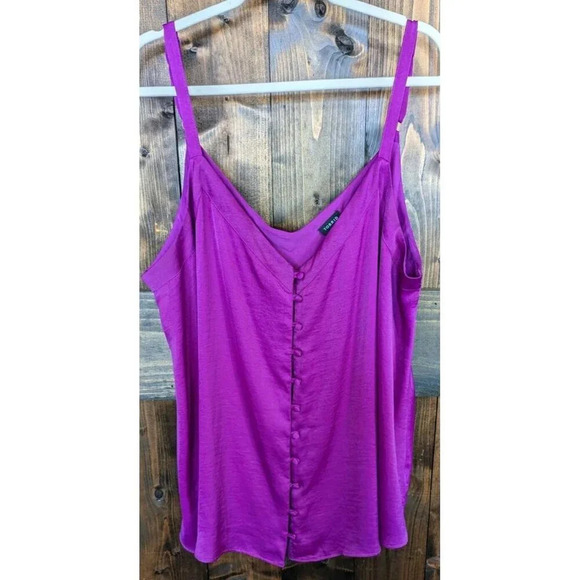 Torrid Sophie Fuchsia Button Loop Silky Tank Top Adjustable Straps Women's 3X - Picture 1 of 7